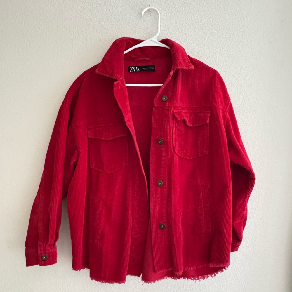 Zara Vibrant Red Button-Up Jacket